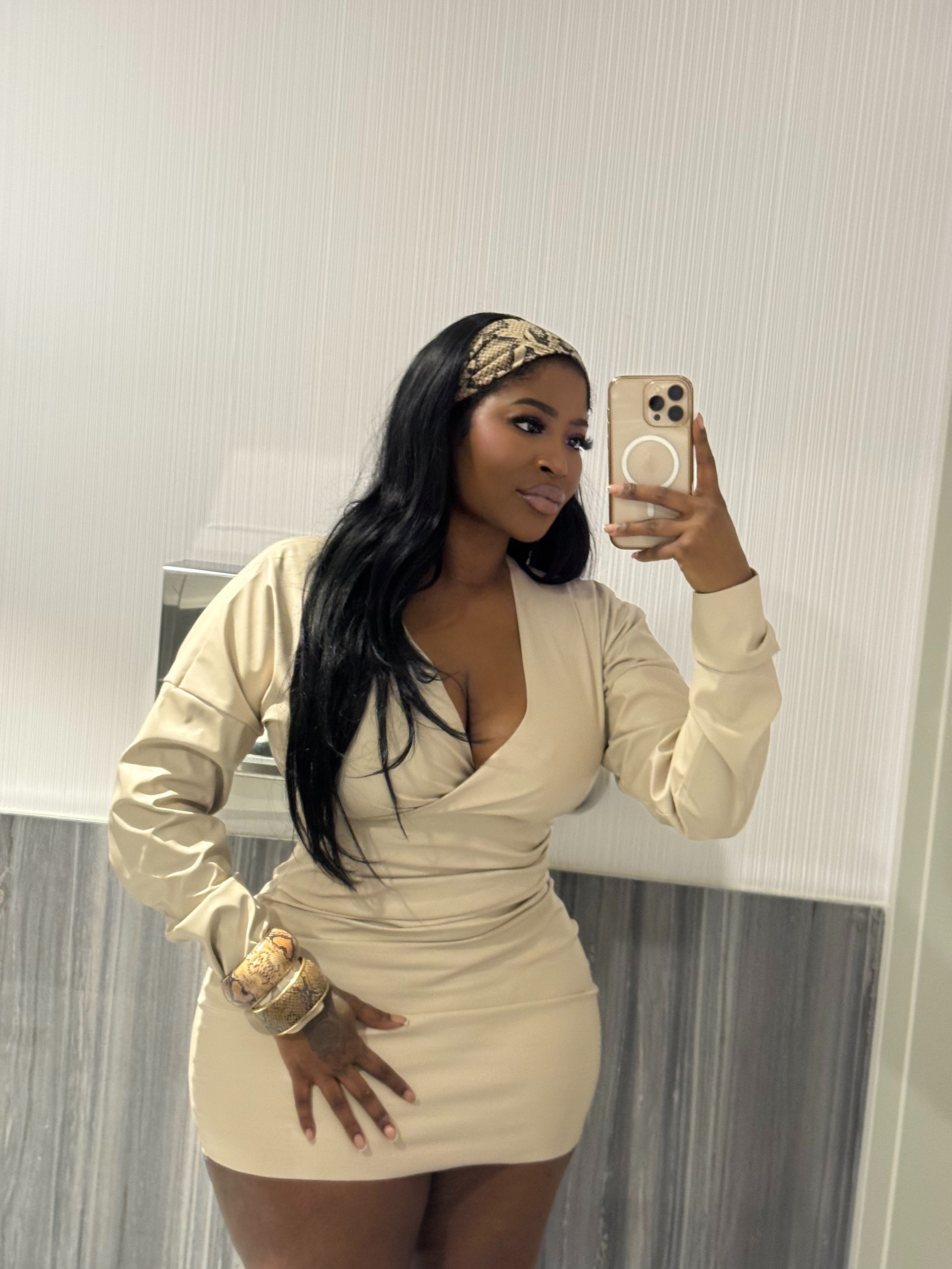 No Peaches Just Cream Leather Mini Dress
